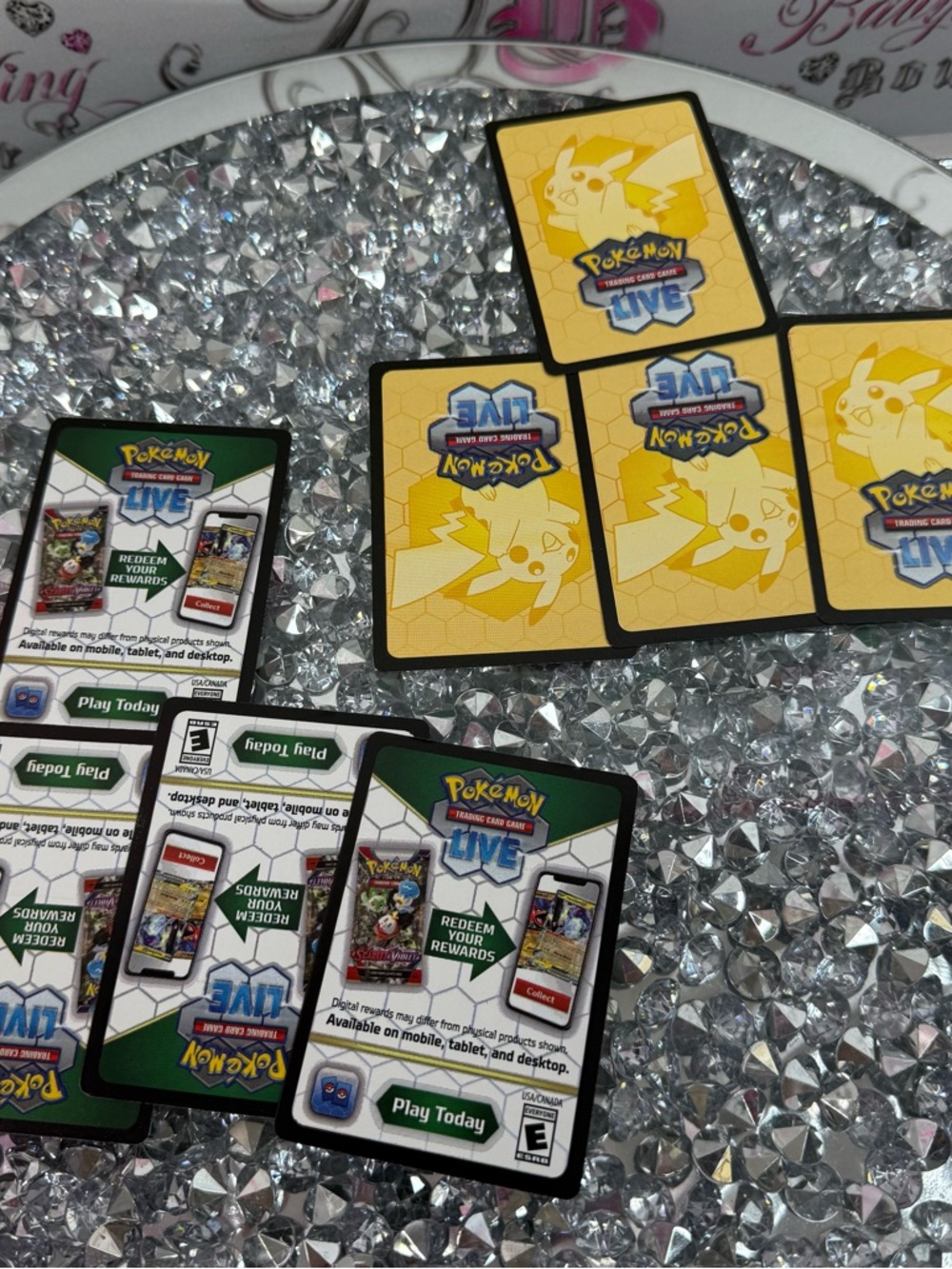 8 Pokemon Live Promo Cards for games - Yellow & Green Accents NEW
